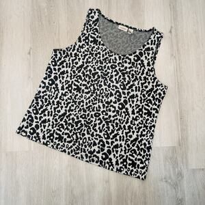 Easywear By Chicos Sleeveless Tank Top Leopard Animal Print Shirt Size 2 Top